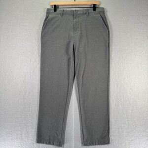 Uniqlo Smart Ankle Pants Mens Large Gray Tapered Lightweight Elastic Waistband